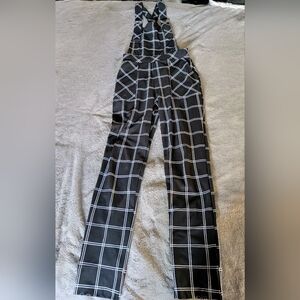 Blackmilk Black and White Grid Overalls